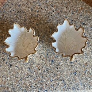 Set of 2 Pottery Barn Harvest Leaf candy/nut bowls